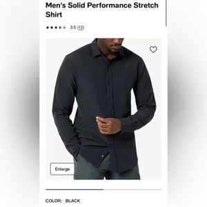 NWT Kenneth Cole Men’s Solid Performance Stretch Shirt Black Size XXL